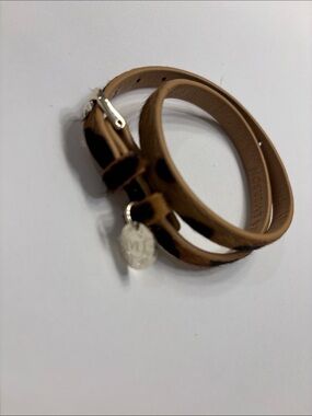 Victoria Emerson Brown Double Wrap Leather Bracelet with Silver Charm